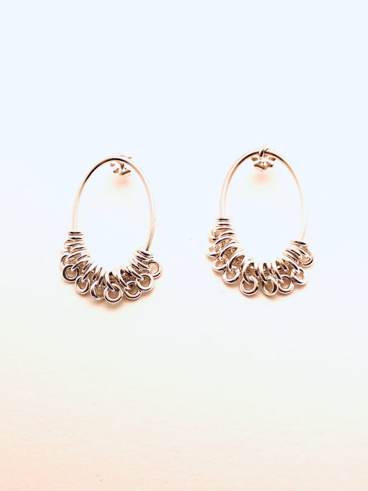 Sterling Silver Medium Oval Ringlet Studs