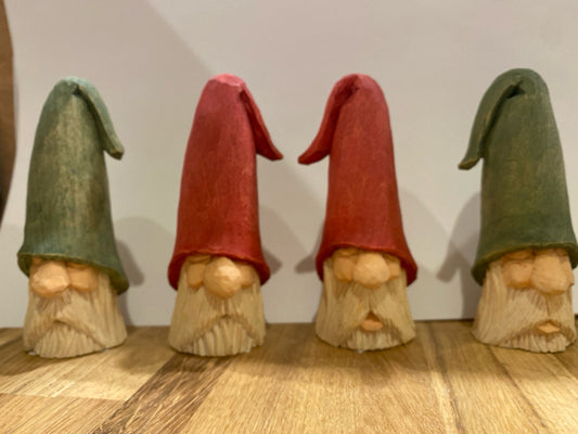 4" Peek-a-Boo Tomte Swedish Gnome Wood Carving