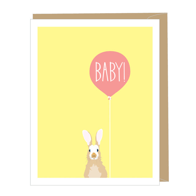 Rabbit New Baby Balloon Card