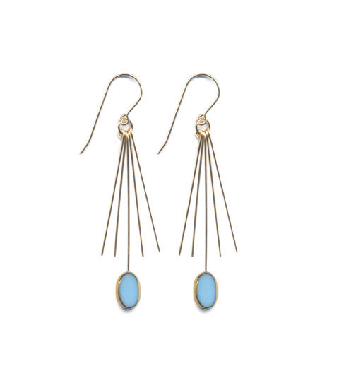 Blue Egg with Gold Fringe Earrings