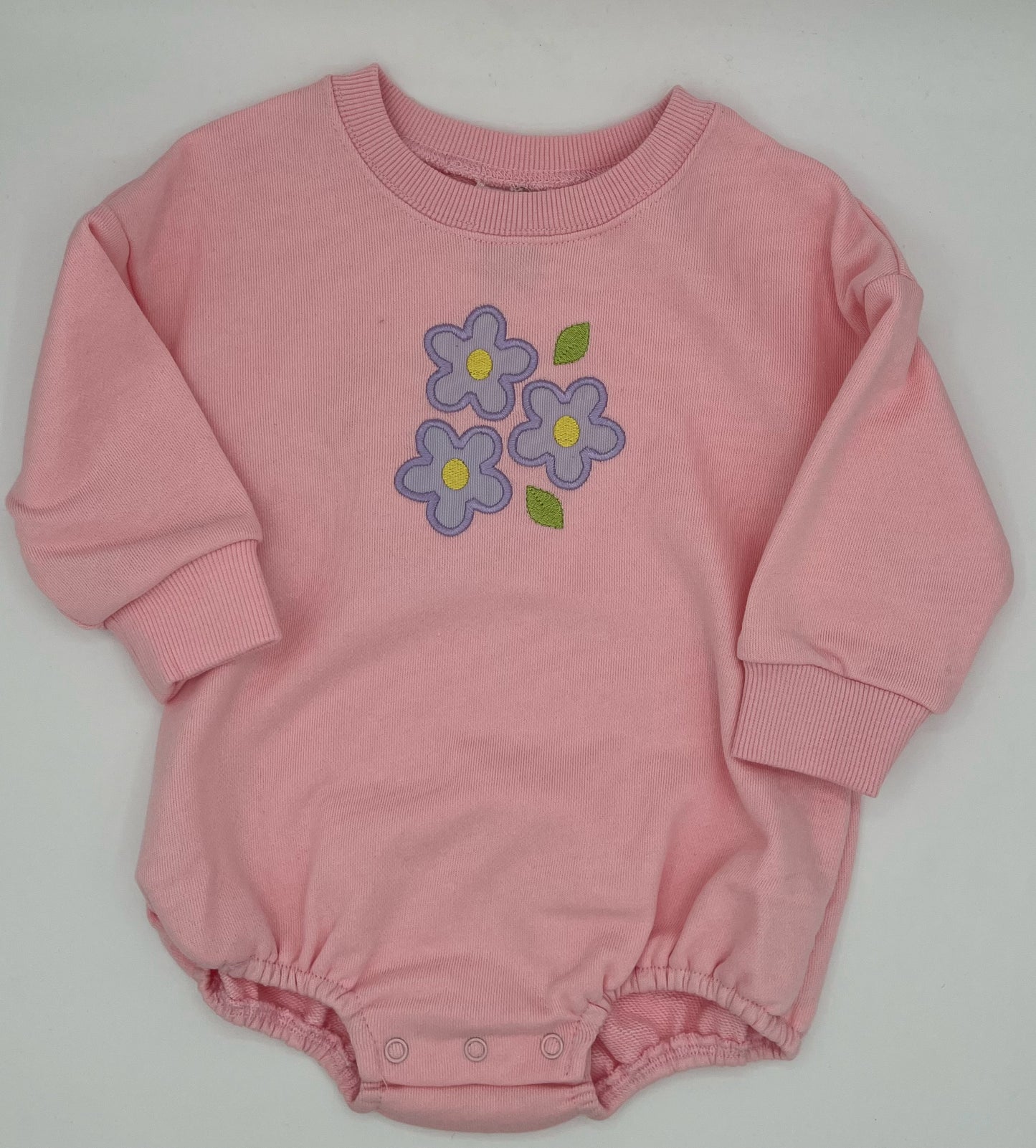 18M Long Sleeve Sweatshirt - Pink w/Lavender Flowers Applique