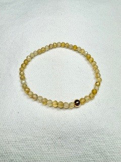 Yellow Agate Faceted Bracelet with Gold Bead