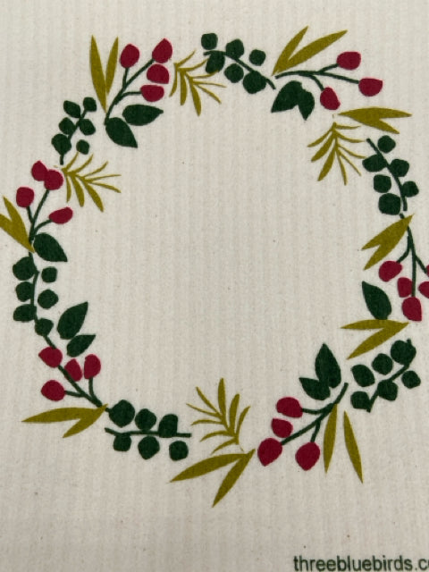 Winter Wreath Swedish Dishcloth