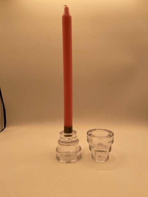 Clear Glass Candle Holder For Taper Or Votive