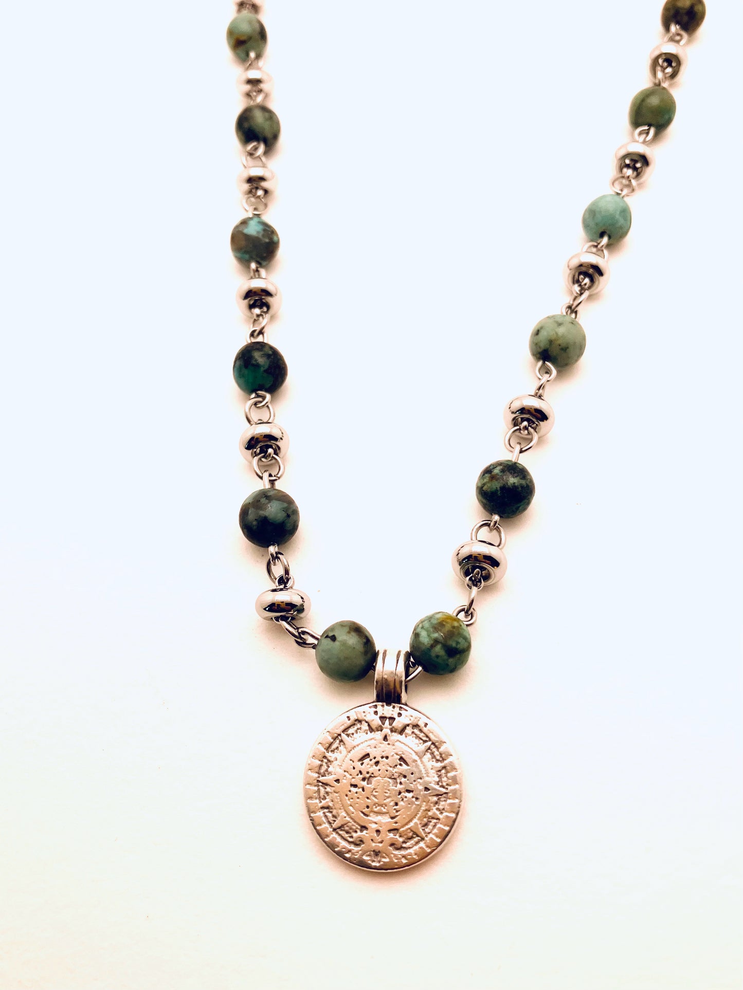 African Turquoise Coin Necklace