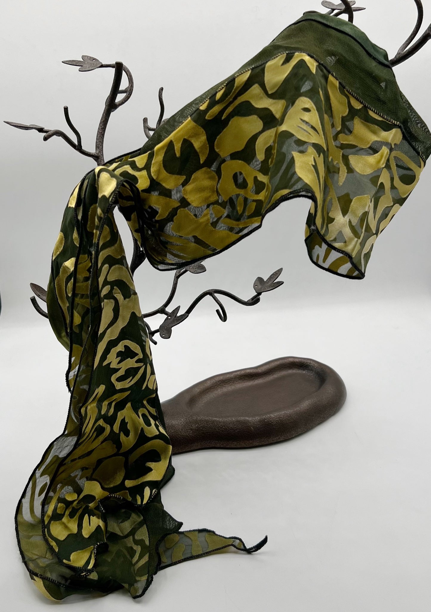 Silk Collage Olive Green Scarves