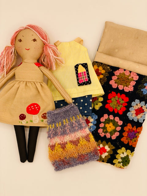 11" Doll in Sleeping Bag with Three Outfits