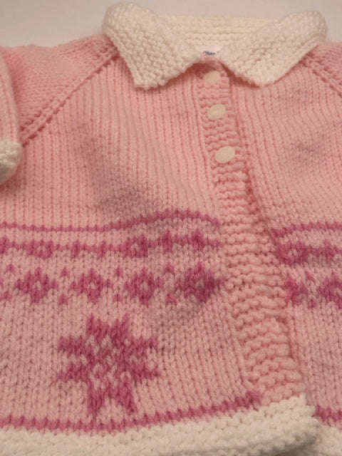 2 Y Light Pink with Snowflake Knit Cardigan