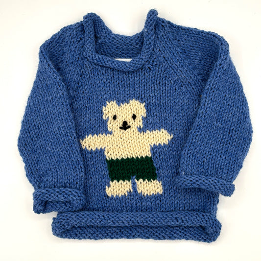 12 M Denim Blue Acrylic Knit Sweater with Bear