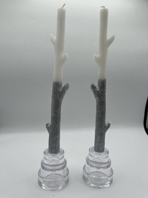 Boxed Set of Silver Stick Candle Set (2)