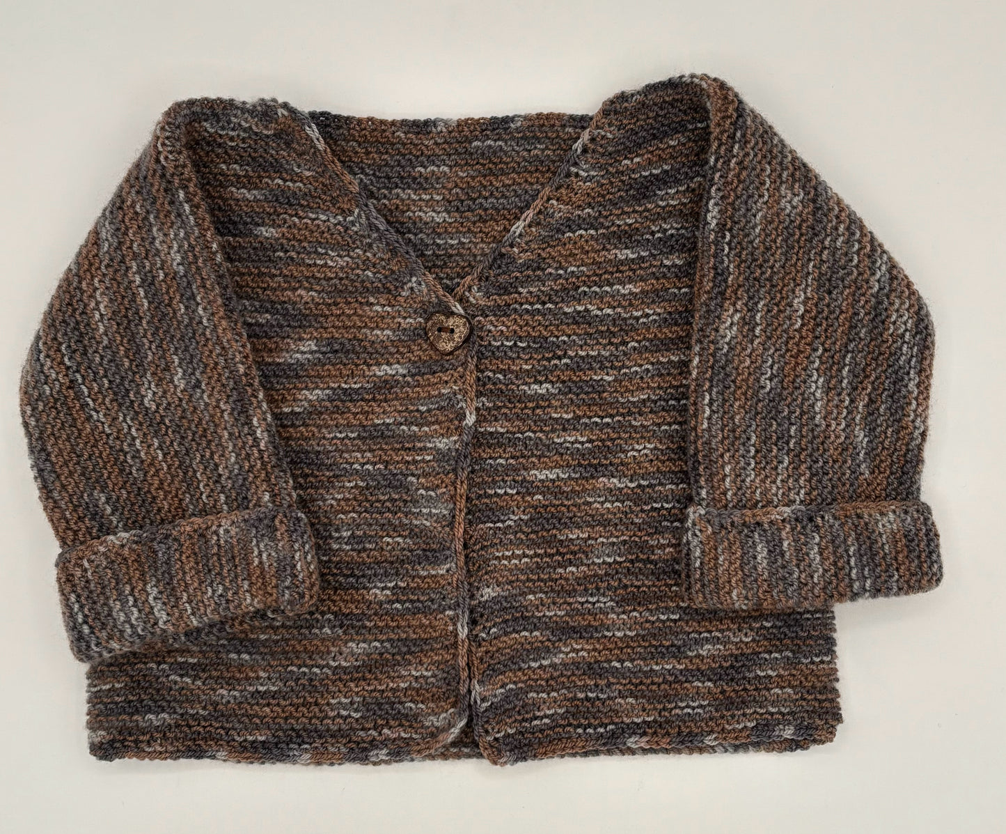 12 M Brown & Grey Camo Merino Wool Knit Sweater