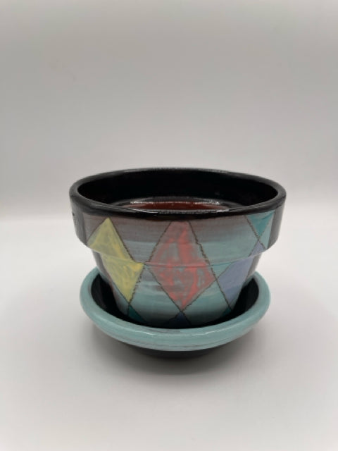 Glazed Multicolor Ceramic Flower Pot