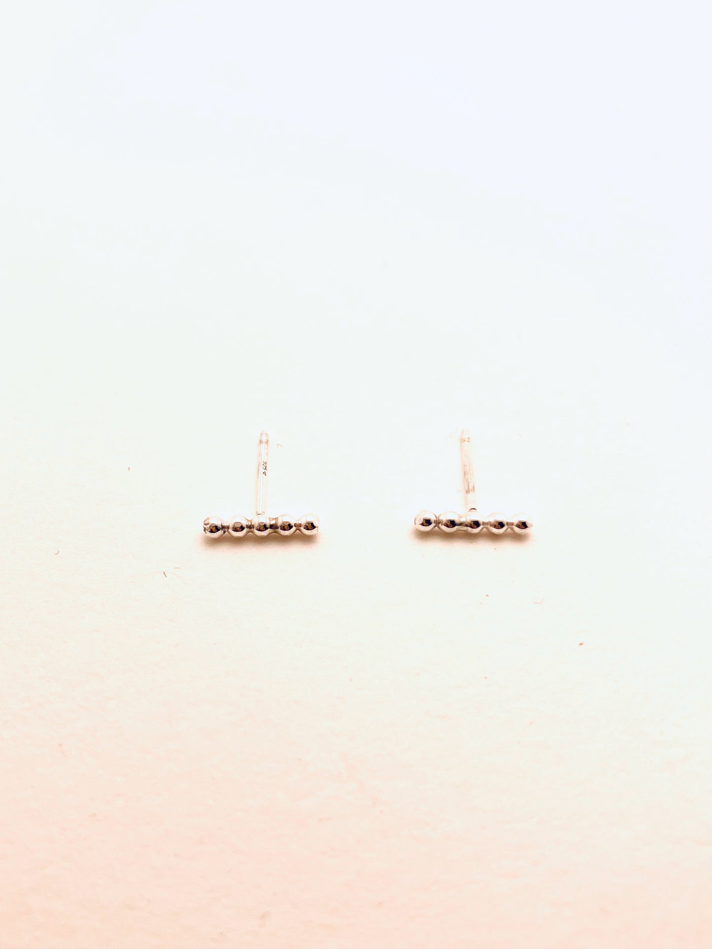 Bead Wire Bar Studs, Sterling Silver