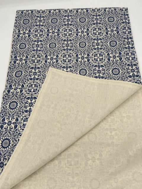 Navy and White Geometric Print Table Runner