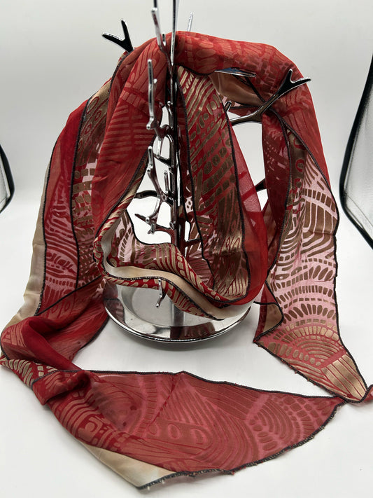 Silk Collage Rust Gold Scarves