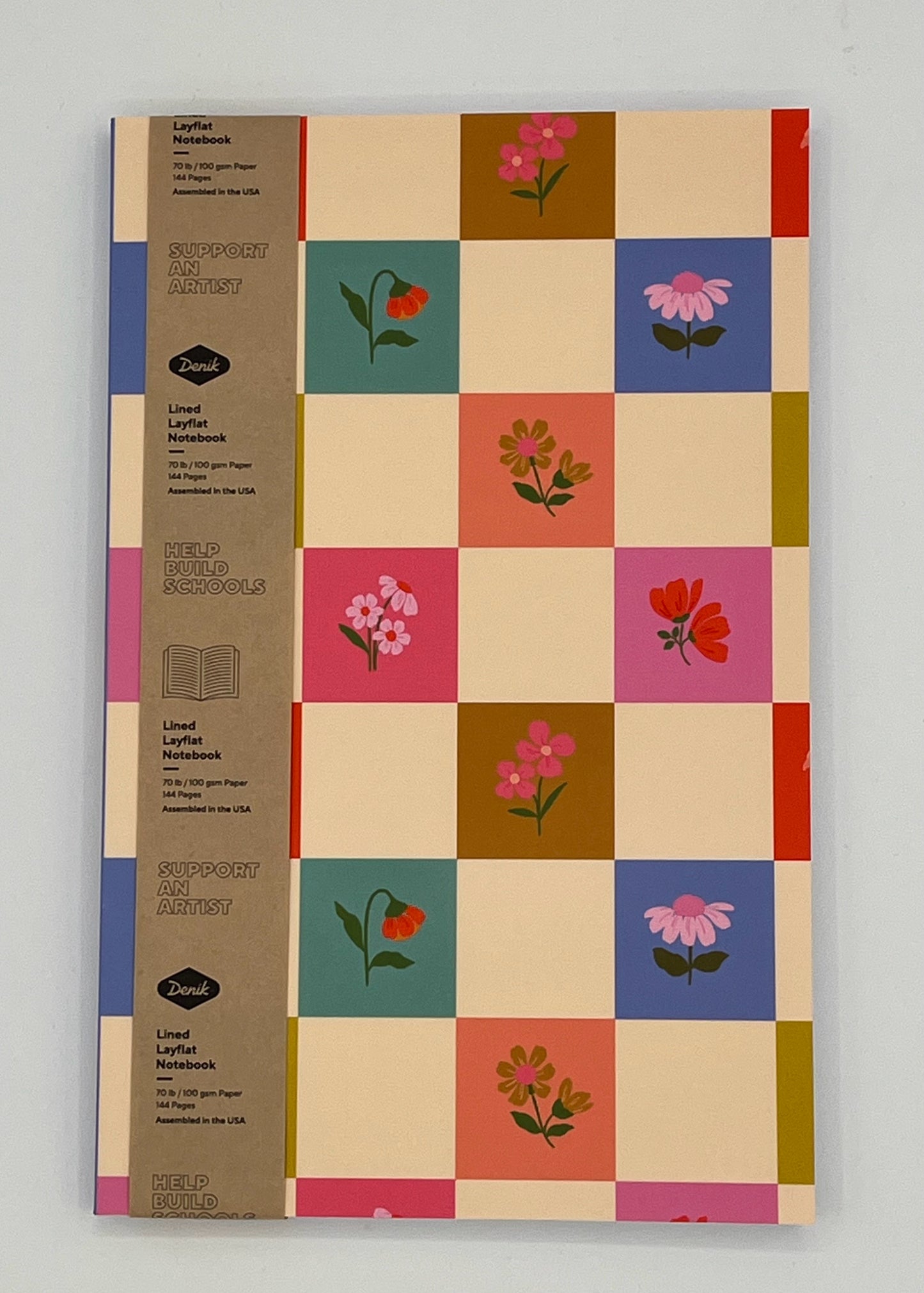 Petals and Checkers Classic Layflat Notebook