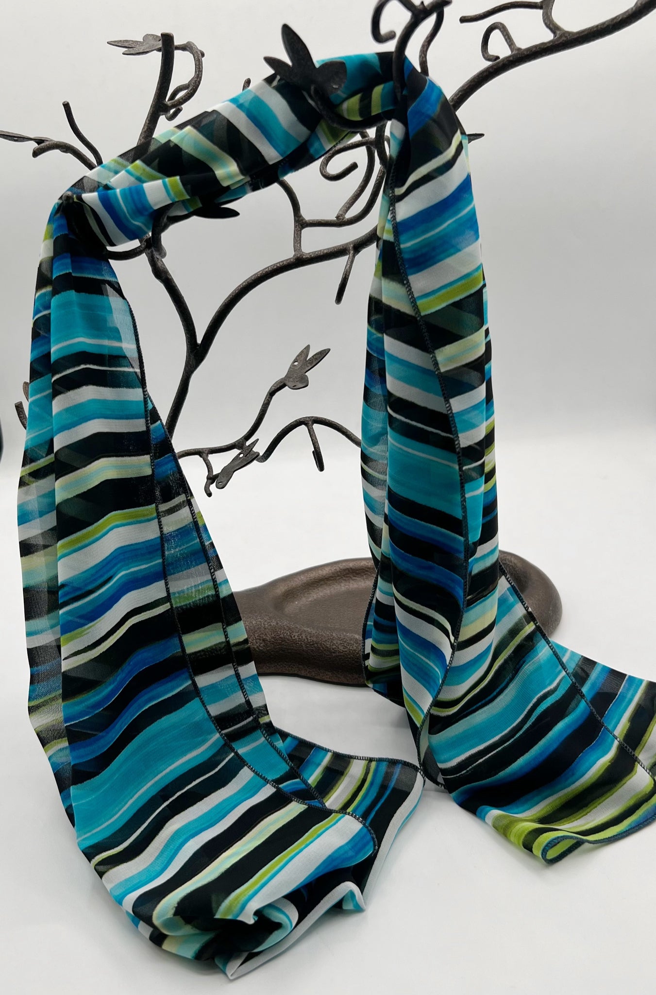 Black White Stripes Scarves