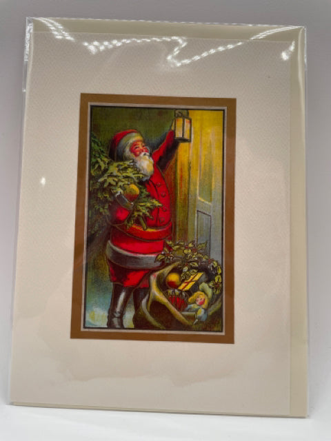 Christmas Santa At The Door Card