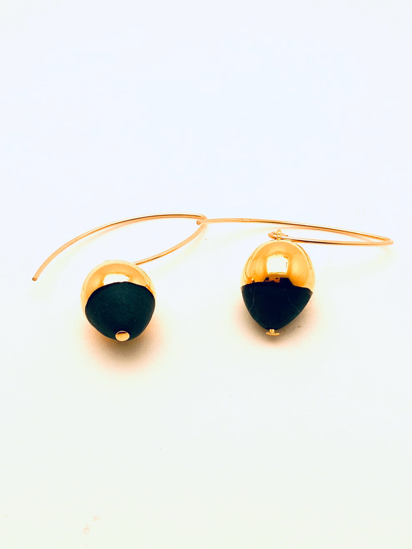 Gold Dipped Acorn Earrings, Teal