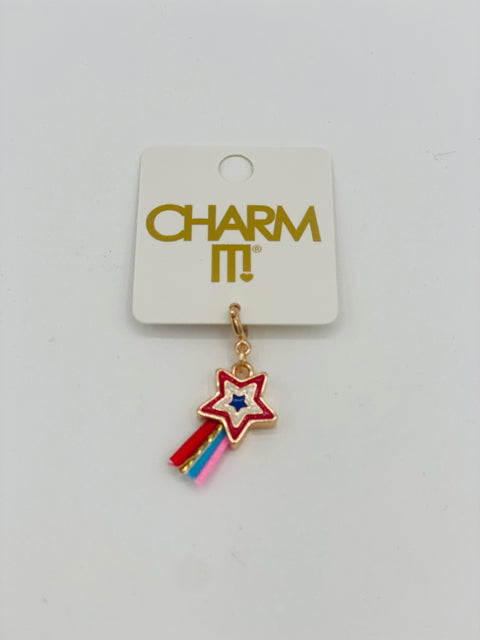 Gold Patriotic Shooting Star Charm