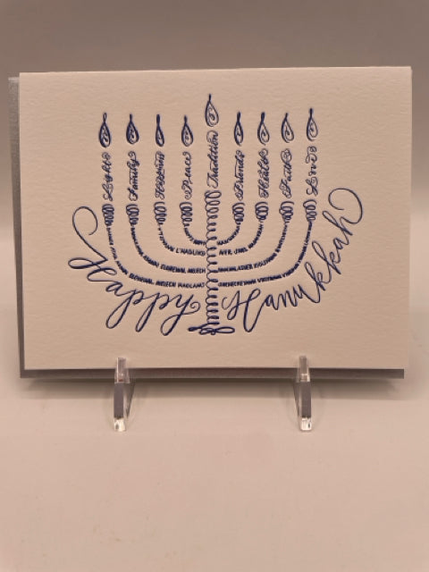 Blue Menorah Hannukah Card