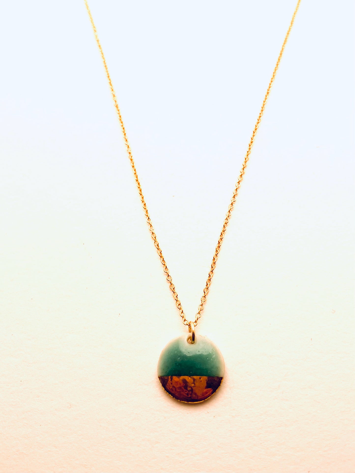 Gold Dipped Circle Necklace, Turquoise