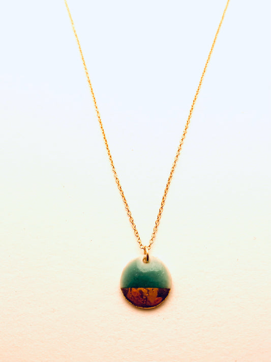 Gold Dipped Circle Necklace, Turquoise