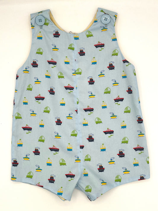 12 M Romper - Printed Summer Pique w/Boats Lined