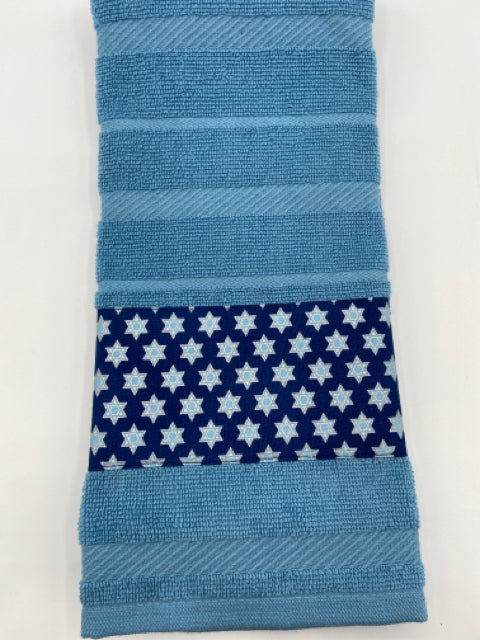 Blue Towel with Hanukkah Trim