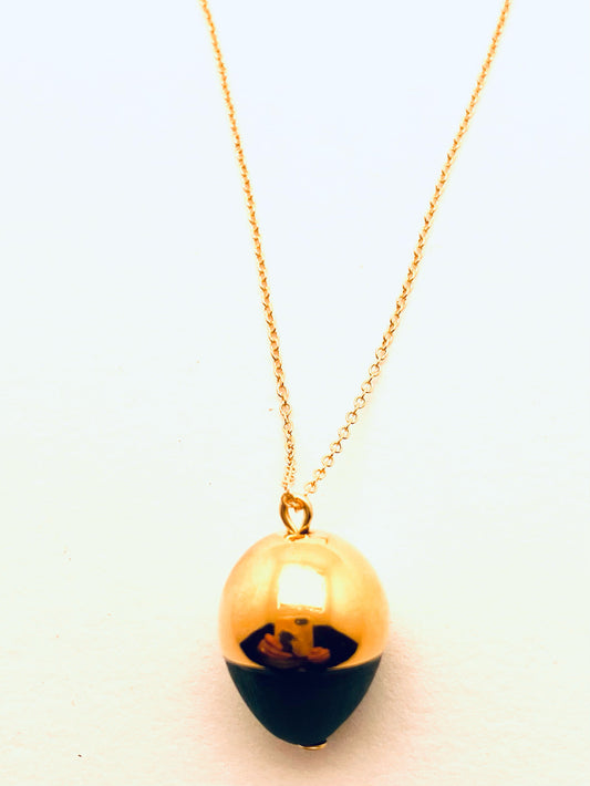 Gold Dippd Acorn Necklace, Black