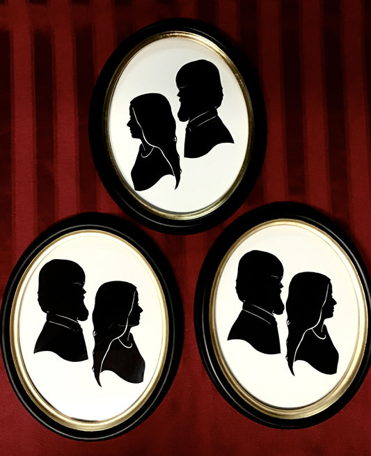 Two Original Silhouettes and Four Copies, Mounted in Three Large Frames