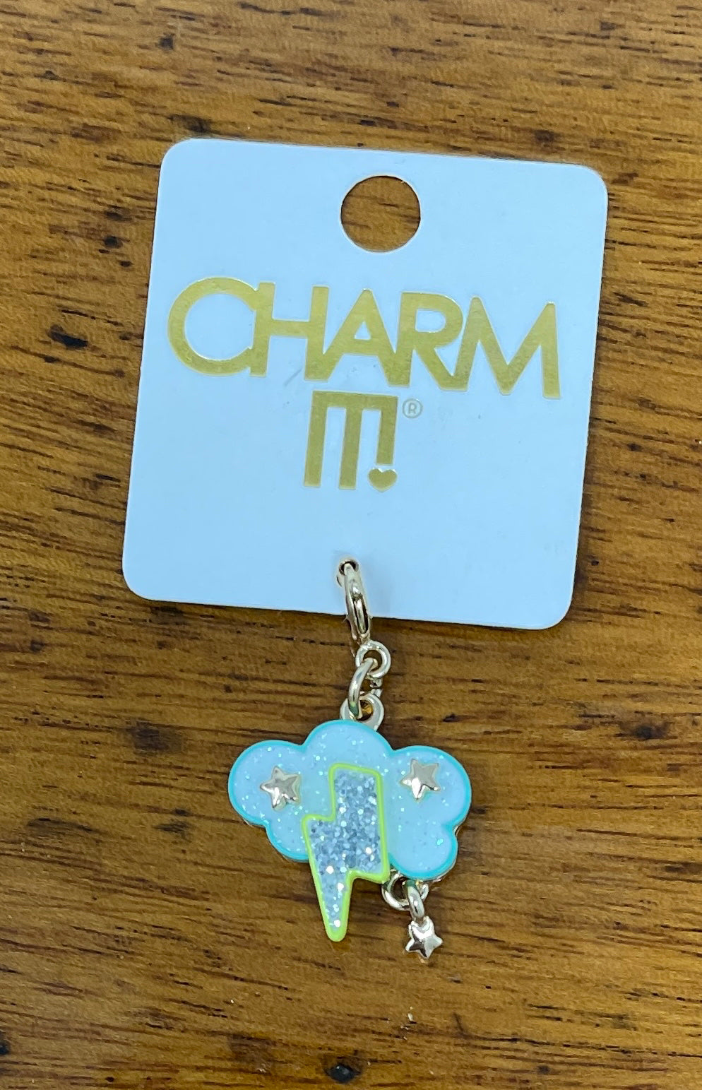 Gold Glitter Lightning Charm