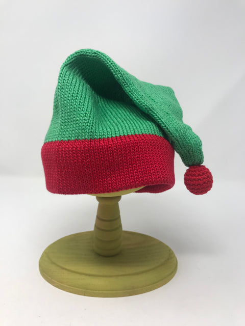 3-6 M Green & Red Elf Cotton Knit Hat