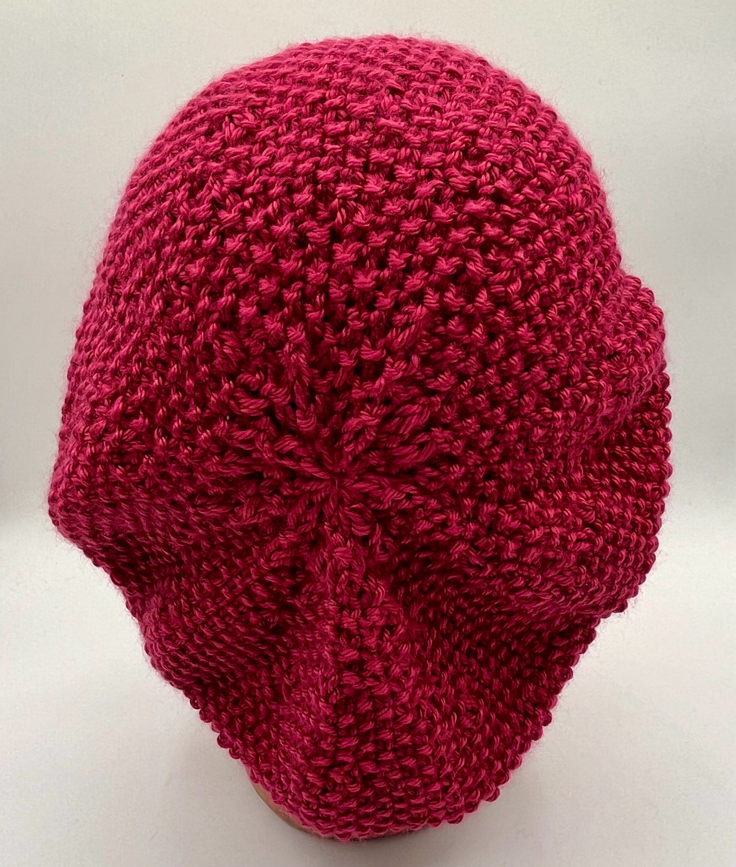 Fuschia Acrylic Seed Stitch Knit Slouch Hat