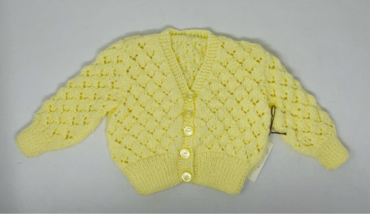 12-18 M Lemon Yellow Acrylic Knit Cardigan