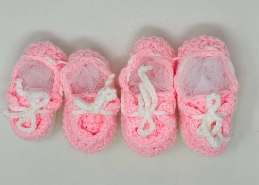 0-12 M Bubble Gum Pink Crocheted Acrylic Deck Shoes