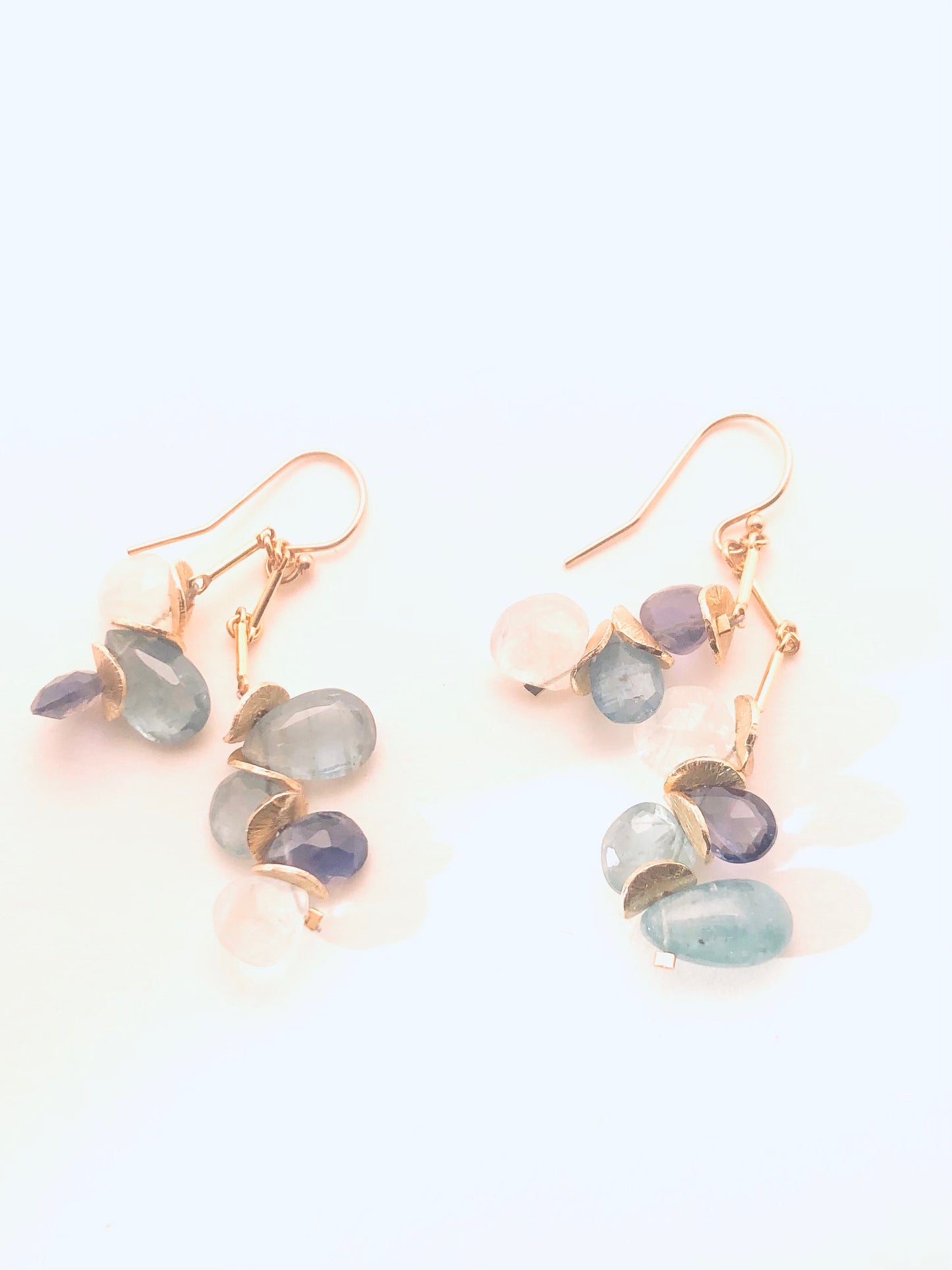 Signature Sunset Earrings, Topaz, Lilac Amethyst, Aqua Apatite