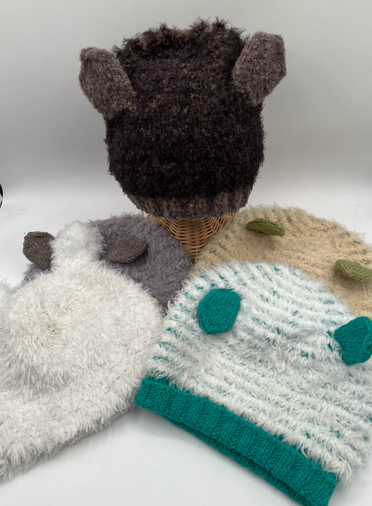 1-2 Y Knitted Merino & Nylon Animal Ear Hat