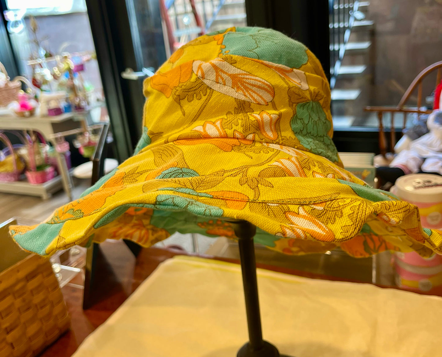 Yellow Multi Colored Scalloped Edge Sun Hat