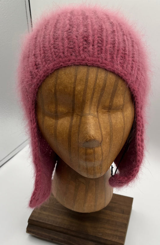 4-6 Y Rose Angora Knit Earflap Hat