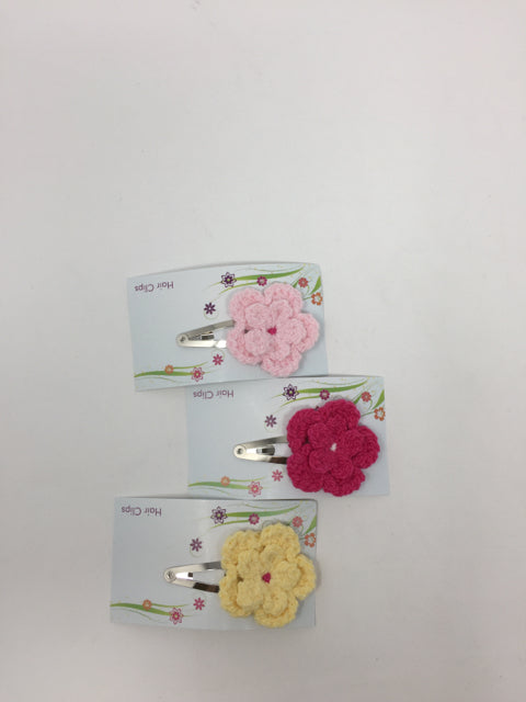 Cotton Blend Flower Knit Hair Clips
