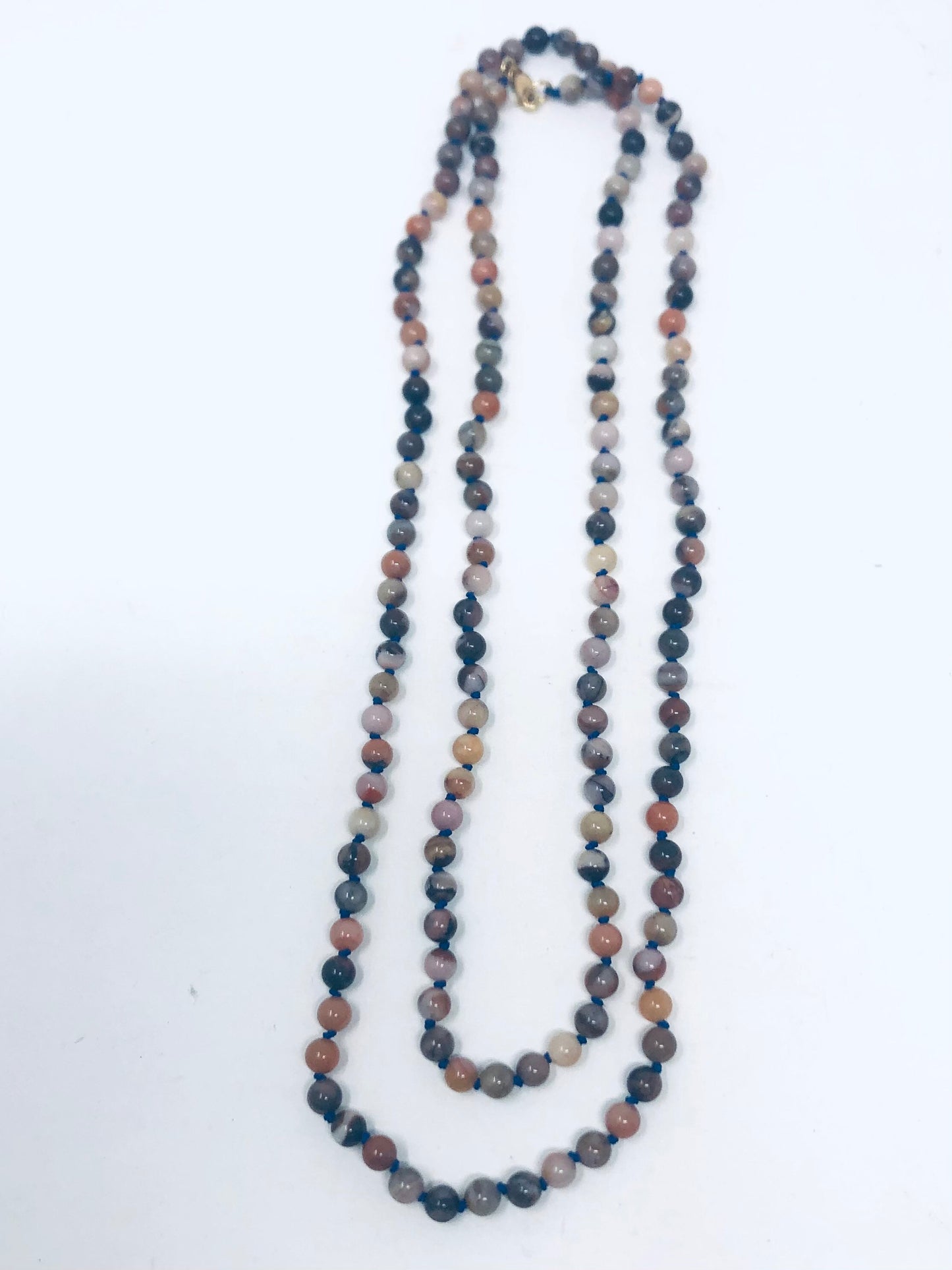 Unakite Double Length Knotted Necklace