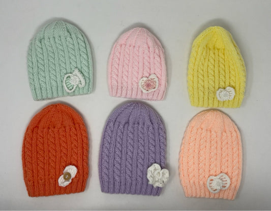 Infant Acrylic Pastel Cable Knit Hats