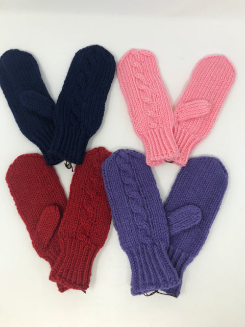 6-9 Y Purple Acrylic Knit Mittens