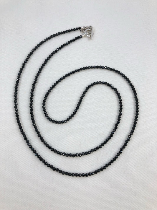 Black Spinel with Hill Tribe Silver Necklace