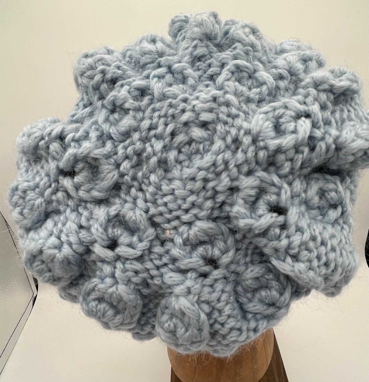 Light Blue Wool Cabled Knit Beanie