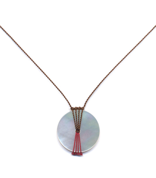 Roped Mother of Pearl Wheel Necklace