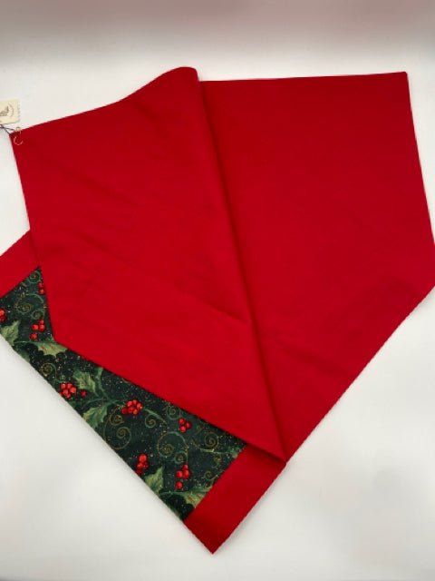 Holly Table Runner with Red Trim