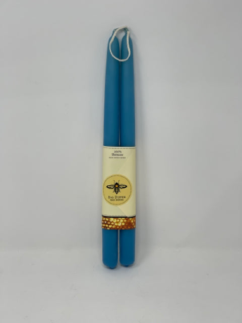 Sky Blue Beeswax Taper Candle