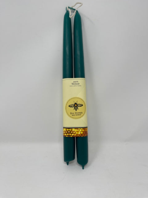 Teal Beeswax Taper Candle